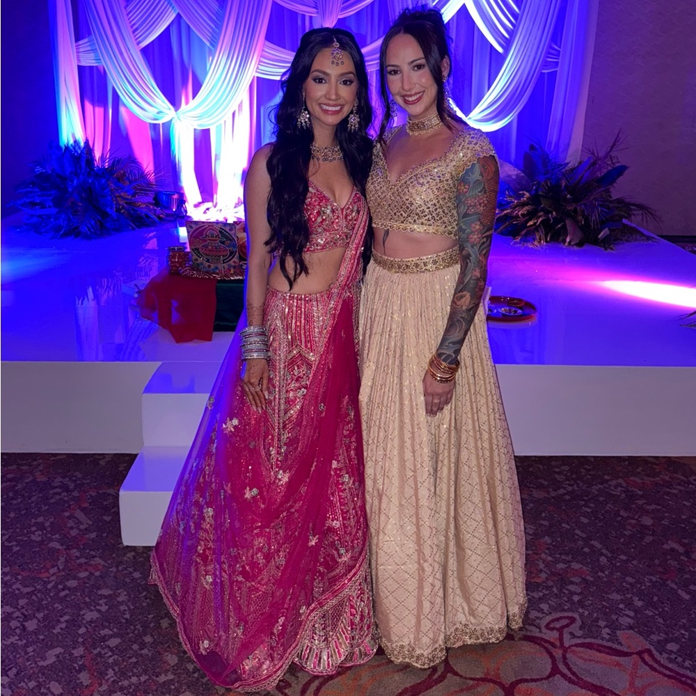 Nude and Gold Embroidered Lehenga